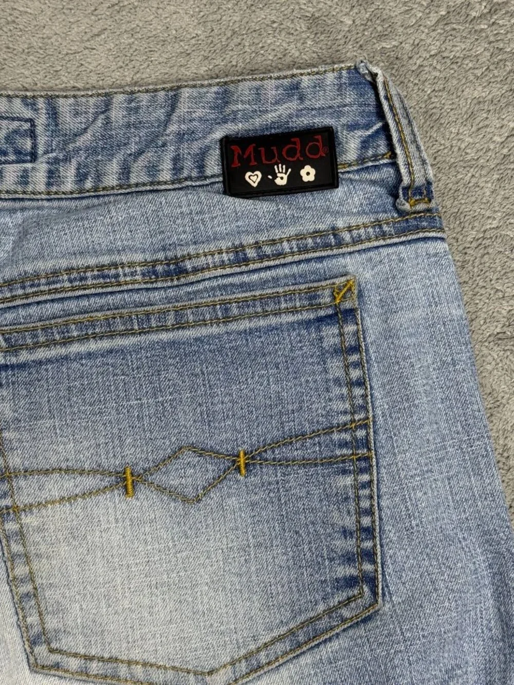 Y2k 2000s Mudd Light Wash Low Rise Bootcut Jeans Womens 9 Stretch Vintage Grunge